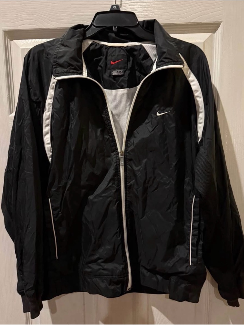 Nike Black Windbreaker Jacket with White Trim